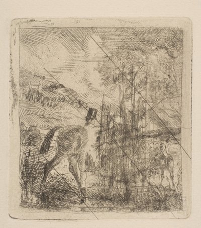 1856年に馬に乗ったスポーツマン。 作： Edgar Degas