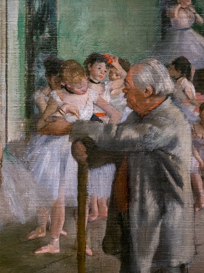 ダンスクラス（詳細）。1873年に始まり、1875-1876年に終わる。キャンバスに油彩。 作： Edgar Degas
