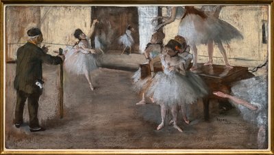 ダンスレコン。1876年頃。紙にパステル、厚紙に糊付け。 作： Edgar Degas