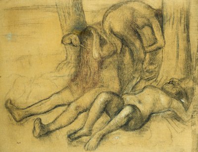 木の下に3人の入浴者。木の下の3人の水浴者、1894年頃 作： Edgar Degas