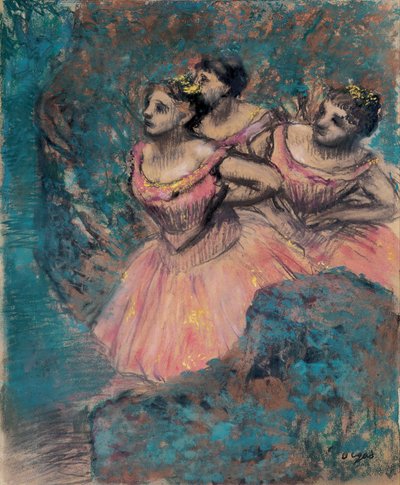 レッド・パー・ドガの3人のダンサー、エドガー（1834-1917） 作： Edgar Degas