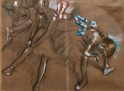 3人のダンサー1880年頃の作品。木炭、パステル、紙 作： Edgar Degas