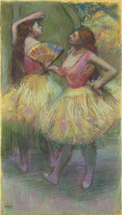 ステージに行く前の2人のダンサー。アヴァントl "アントレアンシーン、1888 作： Edgar Degas