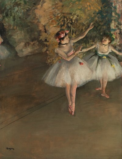 ステージ上の2人のダンサー、1874年。 作： Edgar Degas