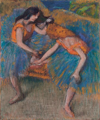 黄色のコサージュを持つ2人のダンサー、1902年頃 作： Edgar Degas