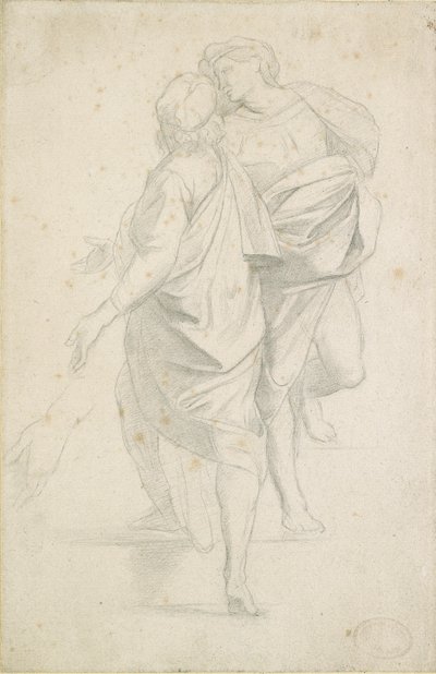 ラファエロの後、階段のフライトに立っている2人の人物、c1853-54 作： Edgar Degas