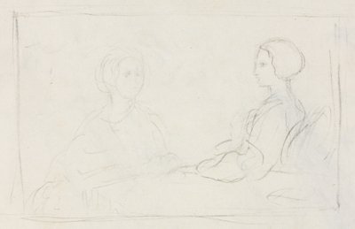 2つの着席女性の対、1856-1860年。 作： Edgar Degas