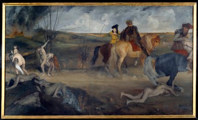 中世の戦争風景 エドガー・ドガ（1834-1917）の絵画 1861年 日。0.85x1.47 m パリ、オルセー美術館 作： Edgar Degas