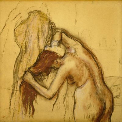 自分自身を乾燥する女性 作： Edgar Degas