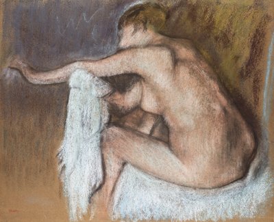 腕を乾かす女性、1884年頃（バフ紙にパステル） 作： Edgar Degas