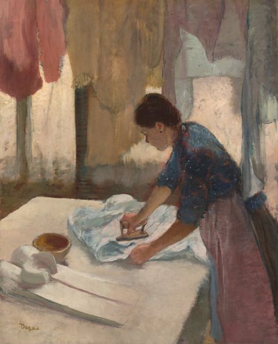 女性のアイロンがけ、開始c。 1876年、完成c。 1887年。 作： Edgar Degas