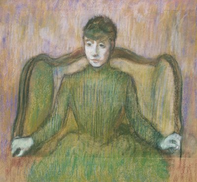 肘掛け椅子に座っている女性、1864年頃（パステル） 作： Edgar Degas