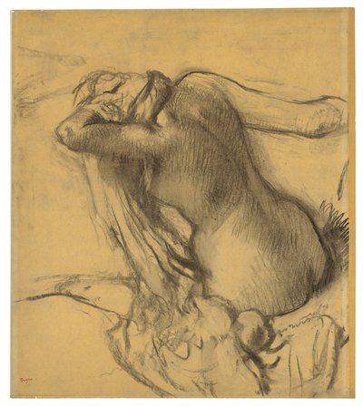 髪を乾かしている女性、1890〜95年頃 作： Edgar Degas