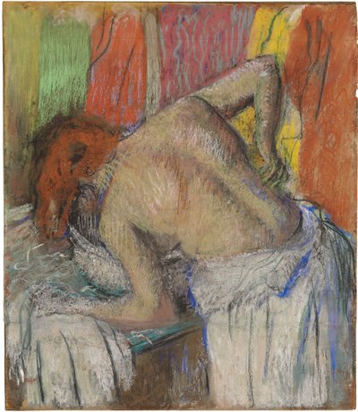 背中を洗う女性、1895年頃（ボードに置かれた結合された紙にパステル） 作： Edgar Degas