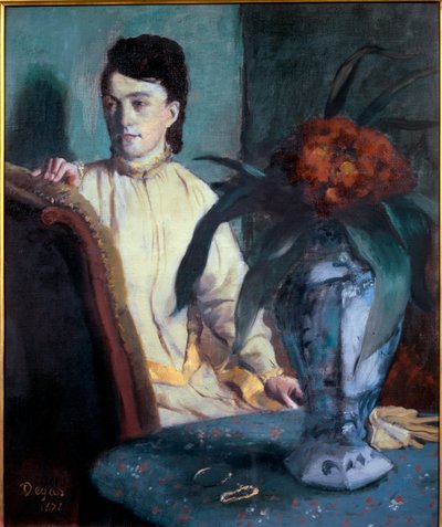 中国の花瓶を持つ女性 作： Edgar Degas