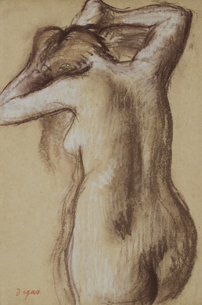 髪をとかす若い裸婦 1889-90年頃 （紙にパステル） 作： Edgar Degas