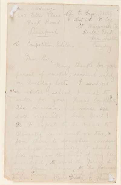 新聞コンペ編集者への手紙、1914-18 作： Edgar Fryer
