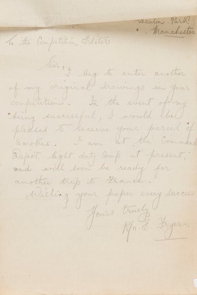 新聞コンペ編集者への手紙、1917 作： Edgar Fryer