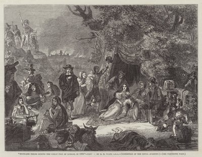 1666年のロンドン大火のハイゲートフィールズ 作： Edgar Melville Ward