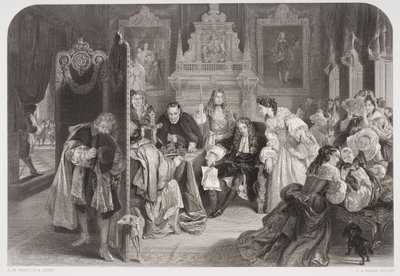 ジェームズ2世（1633-1701）は、FAヒースによって刻まれたオレンジの王子の着陸のニュースを受け取っています 作： Edgar Melville Ward