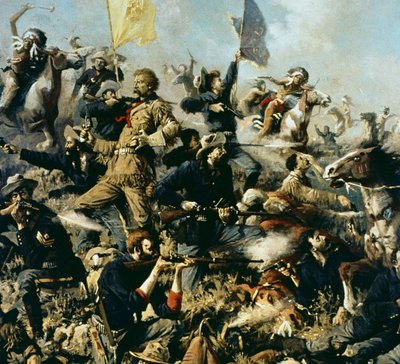 1876年6月25日リトルビッグホーンの戦い（油彩・キャンバス）（中央細部 作： Edgar Samuel Paxson