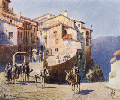 スペイン北部：ベハル、町へのアプローチ（カラーリソ） 作： Edgar T. A. Wigram