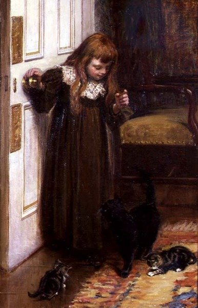 子猫と遊ぶ 作： Edith F. Grey