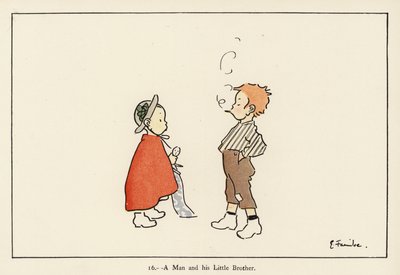 A Man and his Little Brother（カラーリトグラフ 作： Edith Farmiloe