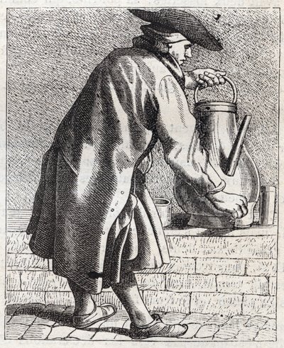 Le marchand de cafe - Pepetit metier de Paris (Études prises dans le bas Peuple, ou les Cris de Paris) - Edme Bouchardon (1698-1762) のエングレーヴィング。 作： Edmé Bouchardon