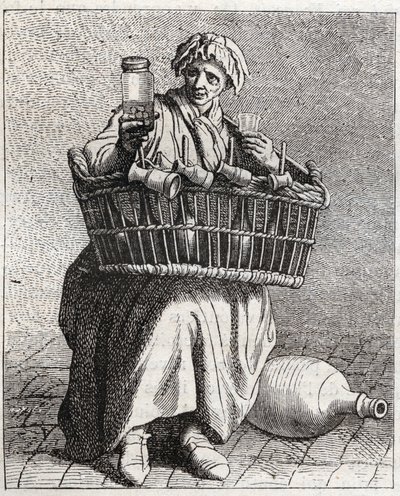 コニャック商人 - Pepetit metier de Paris（低俗な人々、またはパリの叫びから取った研究） - Edme Bouchardon（1698-1762）の彫刻 作： Edmé Bouchardon