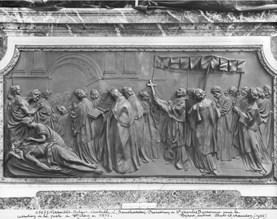 聖チャールズボロメオが1576年にミラノでペストを治すための行列（大理石） 作： Edmé Bouchardon