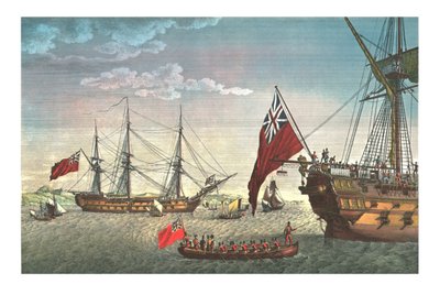 ナポレオンは1815年8月8日、c1850セントヘレナへの旅のためにノーサンバーランドに乗船しました 作： Edme Bovinet