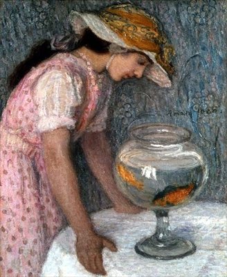 金魚を持つ少女 作： Edmond François Aman Jean