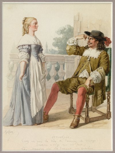 アニエスとアルノルフの肖像 1870年頃（水彩画） 作： エドモンド・エメ・フロランタン・ジェフロイ