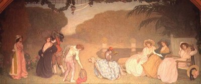 野外劇を見る少女たち 作： Edmond François Aman Jean