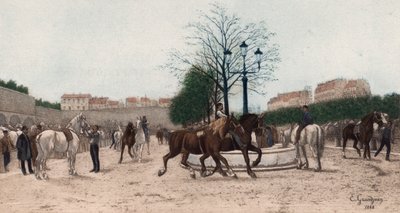 パリの馬市場（カラーグラビア） 作： Edmond Georges Grandjean