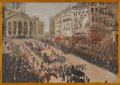 6-1885年、ヴィクトル・ユーゴーの葬儀、スフロ通りの行列（油彩・カンヴァス） 作： Edmond Lachenal