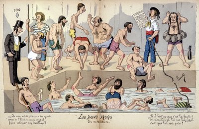 ラブラートによるフランス社会の漫画：銭湯 作： Edmond Lavrate