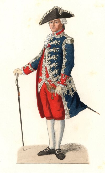 ヴェルジェンヌ伯爵シャルル・グラヴィエ（1719-1787）、王の扉の衛兵隊長として制服を着用（フランス 作： Edmond Lechevallier Chevignard