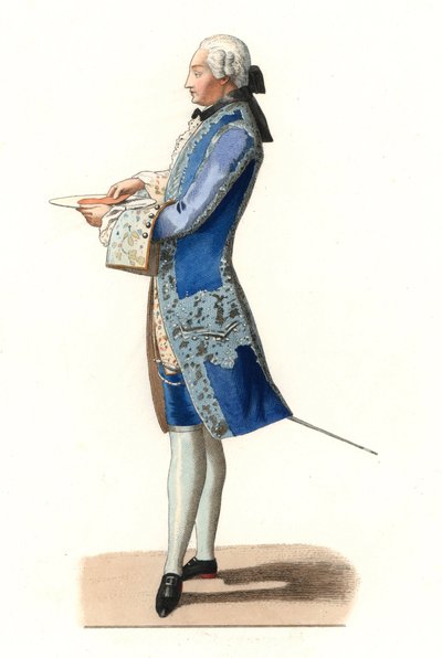 ジャルナック伯爵シャルル・ロザリー・ド・ロハン・シャボ（1740-1813）、オリヴィエによる1777年の絵画の後 - 「Costumes historiques des 16e」のエドモン・ルシュヴァリエ＝シュヴィニャール（1825-1902）によるイラストからのリトグラフ。 作： Edmond Lechevallier Chevignard