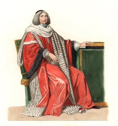 ジャン・アントワーヌ・ドゥ・メス（1661-1723）、イルヴァルの領主、アヴォー伯爵、17世紀のフランスの行政官、フィリップ・ドゥ・シャンパイニュ（1602-1674）の1653年の絵画の後 - エドモンド・ルシュヴァリエ＝シュヴィニャール（1825-1902）のイラストを基にしたリトグラフ、エキストラ・カット。 作： Edmond Lechevallier Chevignard