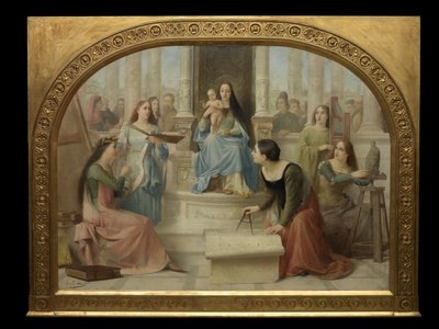 芸術を鼓舞する聖母（キャンバスに油彩） 作： Edmond Theodor van Hove