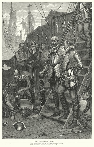 リチャード・グレンビル卿の最後の戦い（版画 作： Edmund Blair (after) Leighton