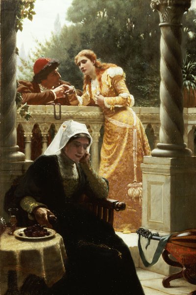 盗まれたインタビュー、1888 作： Edmund Blair Leighton