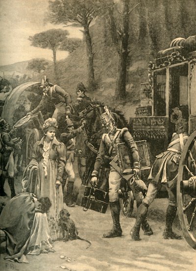 スペイン、ビトリアからのジョセフボナパルト王の飛行、1813年c1890。 作： Edmund Blair Leighton