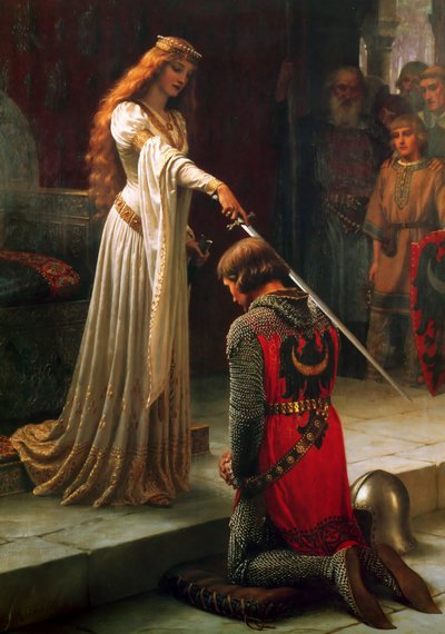 賞賛、1901年。 作： Edmund Blair Leighton