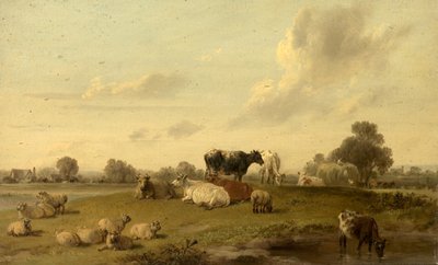 牛と羊のいる風景 作： Edmund Bristow