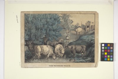 The Watering Place (手描きのリトグラフ) 作： Edmund Burke Kellogg