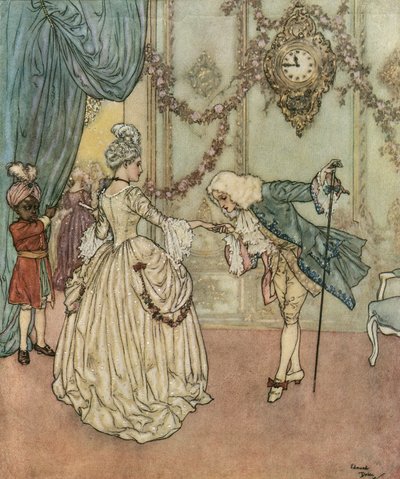 シンデレラ若いシンデレラはゴッドマザーのおかげで舞踏会に出席することができた。 作： Edmund Dulac