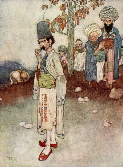 アリババと40人の盗賊」の挿絵。 作： Edmund Dulac